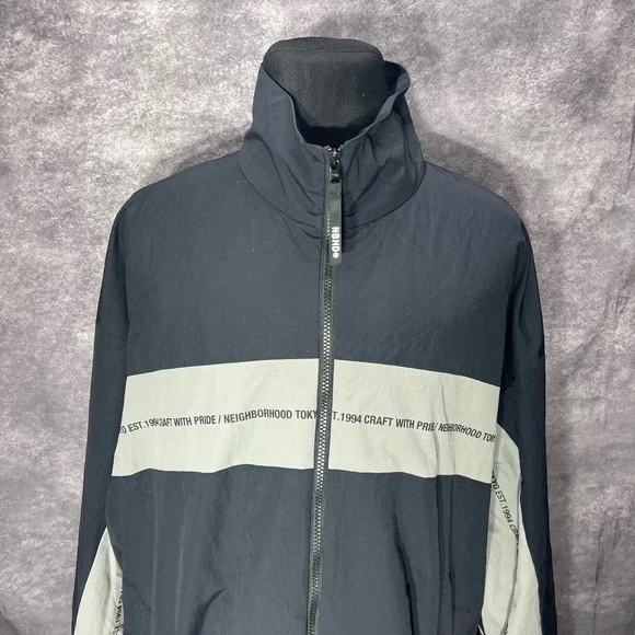 【シャカシャカ】NEIGHBORHOOD TRACK JACKET XL Neighborhood Track Jacket Mens XL Black Nylon Made in Japan